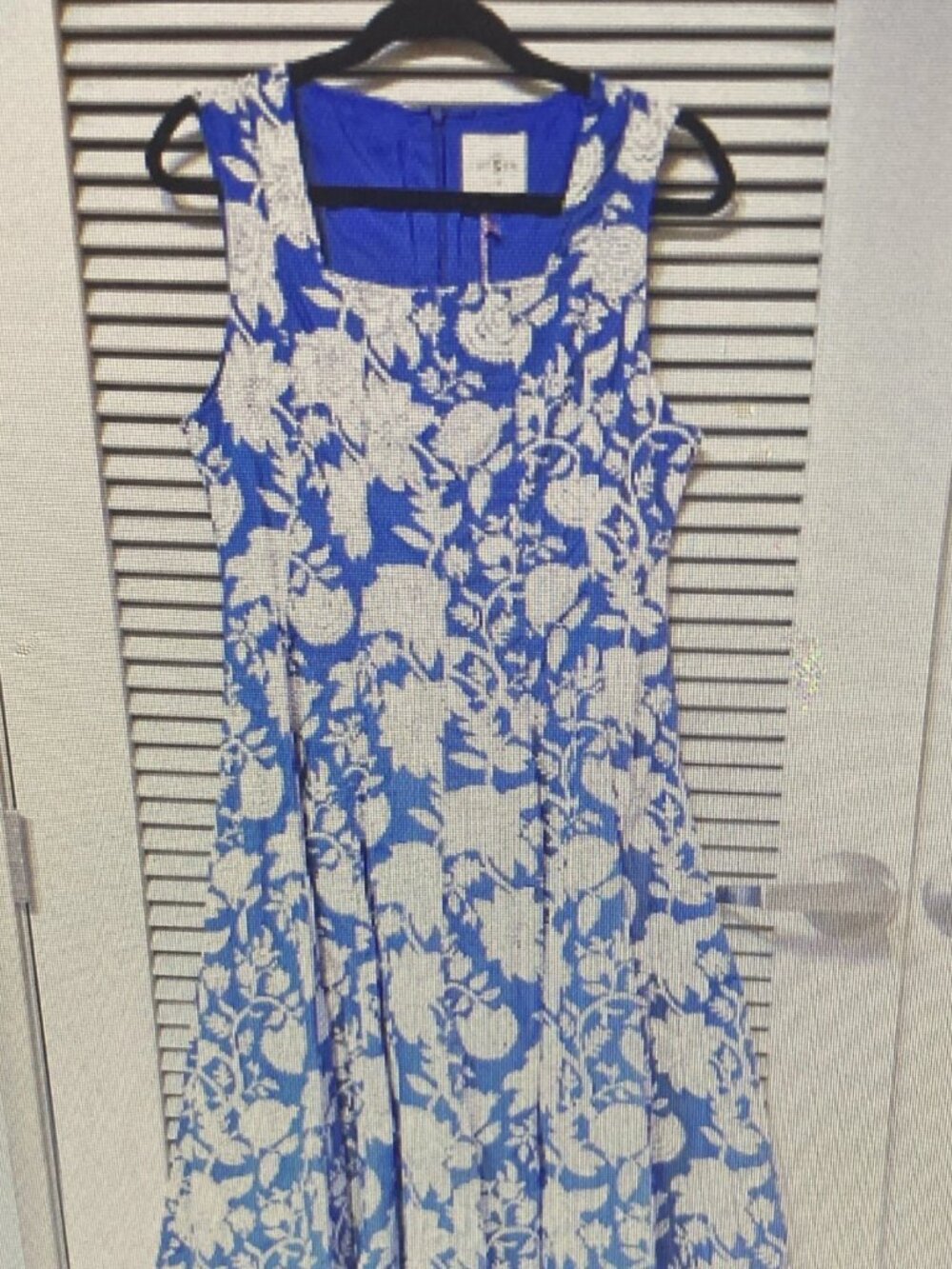Umgee Blue and White Floral Sleeveless A-Line Skirt